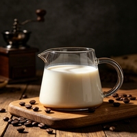 Carafe à café en verre borosilicate côtelé, résistante à la chaleur, mini-pichet à lait pour café filtre, latte, expresso