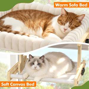 Nouvelle hamac pour chat réglable à double couche, repose-queue pour fenêtre, installation facile, lit pour chat avec <span class=keywords><strong>coussin</strong></span> doux et chaud doublé <span class=keywords><strong>de</strong></span> peluche - Product Image 2
