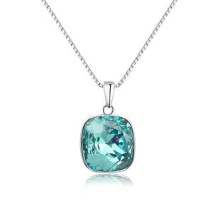 wholesale square crystal Multicolor optional silver necklace pendant chain