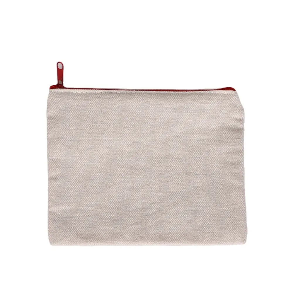 Personalizado de cremallera de algodón A4 documento bolsa liso pequeño de lona de algodón de la cremallera