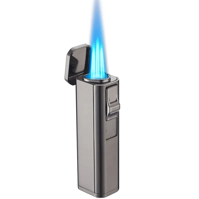 New Metal Outdoor Windproof Blue Flame Windproof Cigar High Fire Direct Charge torch Lighter