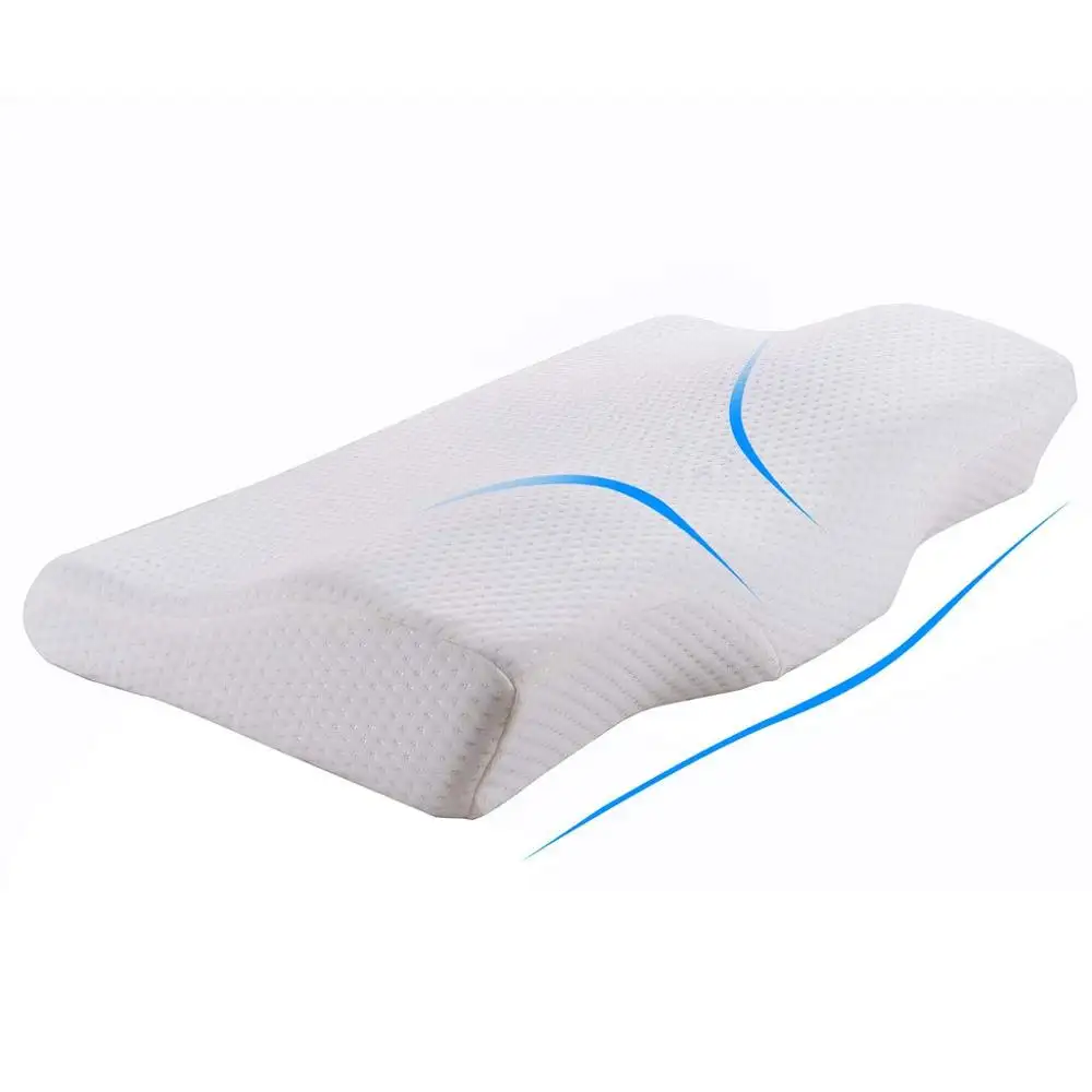 Travesseiro de contorno de espuma de memória, travesseiro para pescoço ortopédico de bambu, cuidados cervicais, para lado e costas
