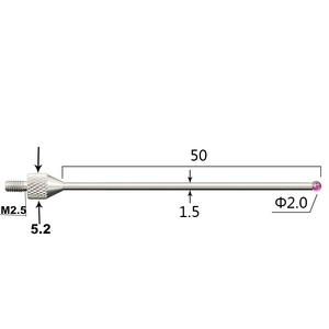Altimetro sonda a sfera, sonda manometro, penna di misurazione micrometrica, M2.5/# 4-48UNF, sonda a sfera rubino, sonda a sfera in carburo di tungsteno - Product Image 1