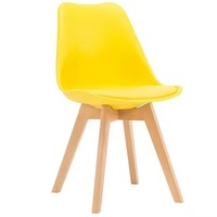 Chaise de restaurant moderne en plastique avec coussin, dossier en forme de coquille, design tulipe, couleur et logo personnalisables, usage commercial