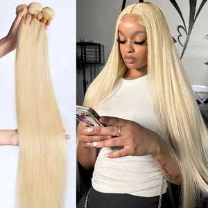 100% Raw <span class=keywords><strong>Remy</strong></span> cutícula rubio miel extensión del cabello humano, 613 virgen platino Rubio Paquete de pelo al por mayor - Product Image 1