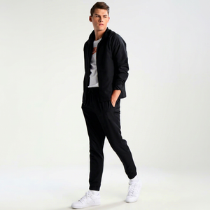 Men's 2 Piece 100% Cotton Quick Dry Breathable Streetwear Tracksuit Set Lightweight Full Zip Track Jacket <b>Cuffed</b> <b>Jogger</b> Pants - Product Image 1