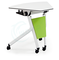 Mobilier de bureau en alliage d'aluminium pour ordinateur avec roulettes Table d'entraînement mobile pliable et rotative pour l'école