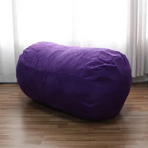 Cadeira de saco de feijão preguiçoso para sala de estar, cilindro de esponja quebrada e preenchido, moderno e roxo, ideal para sala de estar