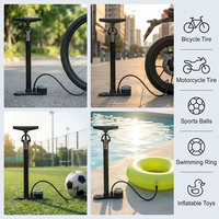 Pompe à air manuelle portable Jinta 100 PSI pour vélo de montagne avec manomètre, compatible avec les valves Presta/Schrader réversibles
