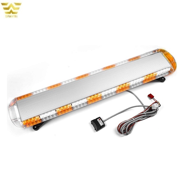 12v 24v Dual Colours Amber White Ambulance Emergency LED Warning Roof Mount Flashing Light bar for Work