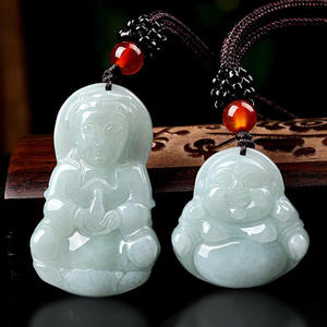 Pendentif Bouddha Guanyin en jadéite naturelle du Myanmar, style chinois, design original, cadeau avec certificat d'évaluation FG07/GY07 - Product Image 2