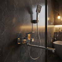 Ensemble de douche de mitigeur de robinet de salle de bain en laiton chromé et mitigeur de douche longue avec ensemble de douche à main