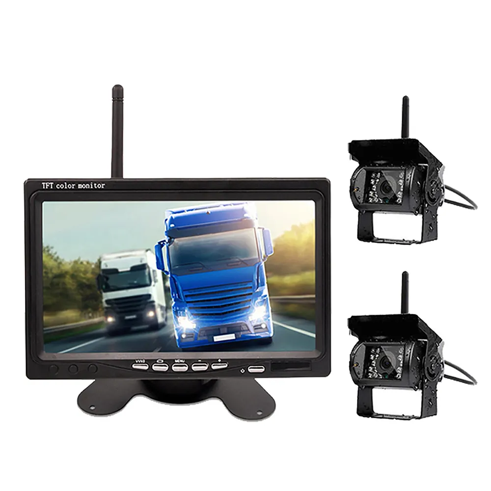 Monitor de caminhão sem fio, câmera com visão noturna e 18 luzes infravermelhas, câmera de backup com Wi-Fi para ônibus, carro, DVR, lente 1/2/3/4 e Dash Cam CR31