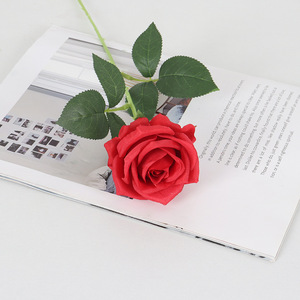 Hot Selling Real Touch <b>Artificial</b> <b>Flower</b> Single Stem Velvet Rose <b>Flower</b> for Wedding Decoration Christmas Decorative - Product Image 1