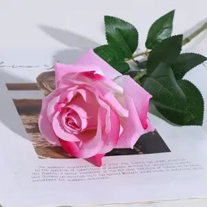 Gute Qualität langen Stiel künstliche Blume Samt Seide Rose für Hochzeit dekorative Blumen Rose Geschenk Leidenschaft Liebe