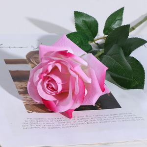 Rosa Artificial de Tallo Largo de Buena Calidad, Rosa de Seda de Terciopelo Wangzu para Decoración de Bodas, Regalo Floral - Product Image 2