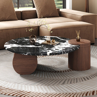 Table basse en marbre blanc français, table basse ronde luxueuse pour la maison, minimalisme italien, table basse en bois pour salon
