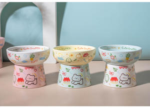 Özel Tasarım Çevre Dostu Seramik Su Geçirmez Yuvarlak Evcil Hayvan Mama Kabı, Köpekler İçin Evde Kullanım İçin Şık Düz Desenli - Product Image 3