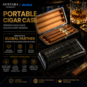 Humidor de voyage portable Guevara Modern Luxury Frosted à 3 doigts, en bois de cèdre espagnol, boîte de rangement pour cigares, étui cadeau avec logo personnalisé - Product Image 1