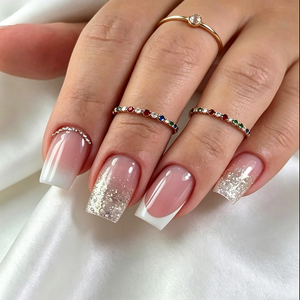 Lot de faux ongles carrés effilés dégradés Ombre en ABS, à presser, en gros, OEM, marque privée, livraison rapide - Product Image 2