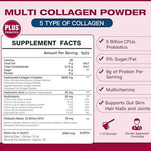 Péptidos <span class=keywords><strong>de</strong></span> Colágeno Múltiple <span class=keywords><strong>en</strong></span> Polvo, Probióticos, Ácido Hialurónico, Biotina, Múltiples Vitaminas, Apoya <span class=keywords><strong>la</strong></span> <span class=keywords><strong>Piel</strong></span>, las Uñas, las Articulaciones, el Sistema Inmunitario <span class=keywords><strong>en</strong></span> Adultos - Product Image 2