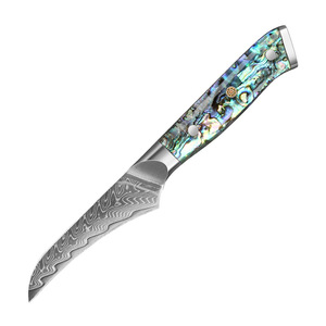 Cuchillo de Cocina Pequeño Curvo de Acero de Damasco con Mango de Concha de Abulón Premium, Tipo Pico de Pájaro, para Pelar Frutas y Verduras - Product Image 1