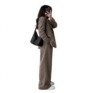 women casual <b>blazers</b> _ formal and informal every day wear 3 piece suit <b>set</b> with wide leg pant long sleeves looks classic elegant - Product Image 3
