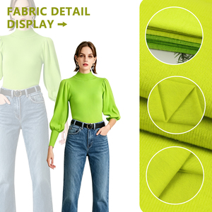 30S Polyester Spandex Knit Fabric <b>Wool</b> Like 260GSM Ribbed Knitted Textile for <b>Dress</b> T Shirt Underwear - Product Image 3