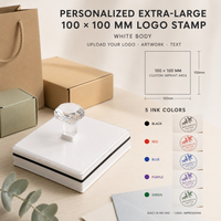 Tampon encreur personnalisé extra large 100x100mm avec logo, tampon pré-encré GT avec tampon encreur intégré pour petites entreprises et emballages DIY