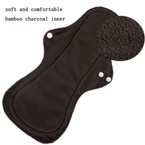 Almohadillas sanitarias grandes de carbón de bambú para mujer, almohadillas menstruales para mujer, servilleta sanitaria lavable, forro de bragas reutilizable mensual - Product Image 4