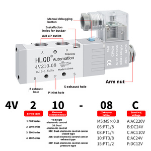 Válvula Solenoide Neumática de Control de Cilindro de Aire de 2 Posiciones y 5 Vías, 24V 220V 4V210 <span class=keywords><strong>08</strong></span>, en Stock - Product Image 4