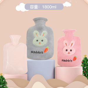 Plush PVC water-filled hot water bottle with rabbit design, thickened warm water bottle, winter heat compress, waist warmer, - Product Image 4