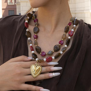 Collar de acrílico Maillard de moda para mujer, colgante de oro de acero inoxidable, collar con cuentas coloridas, cadena que no se desvanece para uso diario - Product Image 4