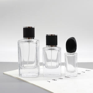 Vente en gros de flacons de parfum en verre carrés de 100 ml avec bouchons à pression, flacons de recharge cosmétiques rectangulaires de 30 ml avec vaporisateur et vides - Product Image 3