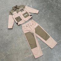 Survêtement tactique de randonnée pour homme avec logo brodé personnalisé, veste coupe-vent, pantalon cargo, survêtement patchwork, survêtement de créateur