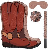 Bottes en jean, cadeau de fête piñata, décoration de fête d'anniversaire sur le thème du jean, sangle, bâton de frappe, masque pour les yeux