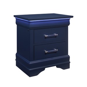 Charleston <b>Blue</b> Nightstand With Led Lighting 2 Drawer Storage <b>Bedside</b> <b>Table</b> - Product Image 3