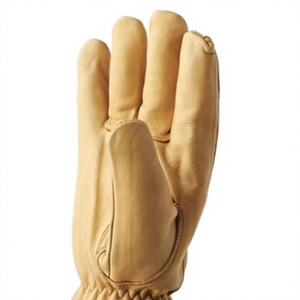 Cowhide Grain Leather Work <b>Gloves</b> Elastic Wristlet Cuff Smooth Texture Abrasion Resistant Anti Slip Waterproof Safety <b>Gloves</b> - Product Image 4