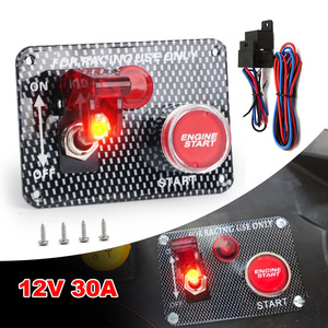 Carbon Fiber Panel With <b>Toggle</b> Switch And Start <b>Button</b> 12V 30A For Cars Ships RVs Yachts - Product Image 1