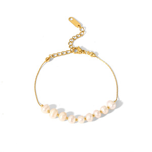 Mode véritable bouton d'eau douce collier bracelet <span class=keywords><strong>ensemble</strong></span> 6-7mm couleur blanche ensembles de bijoux en perles naturelles pour les femmes - Product Image 3