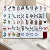 Jeu de Mahjong en Acrylique de Haute Qualité Série Émeraude Porte-Bonheur Américaine, Très Vendu, pour 4 Joueurs Adultes