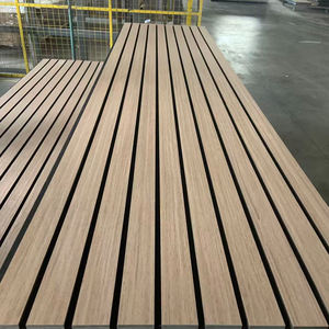 Panneau mural moderne 3D en placage de bois de lattes de chêne, panneau mural acoustique en MDF pour décoration intérieure absorbant le son - Product Image 5