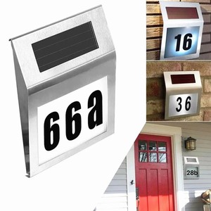 Plaques de numéro de porte Led Street Power Light Sign Hotel Door Address <span class=keywords><strong>Plaque</strong></span> House Number Outdoor Waterproof Solar Lights - Product Image 1