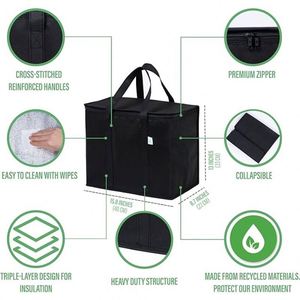 Sac isotherme réutilisable pour courses, sac isotherme non tissé pour le transport de nourriture, sac à lunch isotherme - Product Image 5