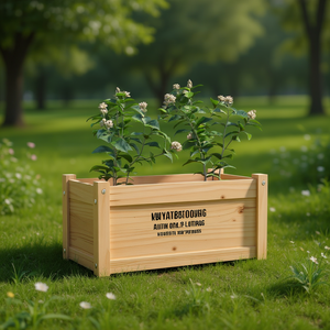 Jardinière en bois de pin massif 23,6x12,2x12,2 pouces, pot de fleurs d'extérieur, style rustique - Product Image 2