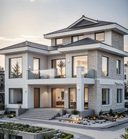 Villa préfabriquée moderne en acier galvanisé à haute isolation, maison modulaire à économie d'énergie, installation rapide, résistante au vent et aux tremblements de terre