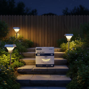 Lampe solaire de jardin Wbkall à LED blanc chaud IP65 à fixation murale avec capteur de lumière pour clôture, porche, escalier - Product Image 2