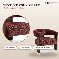 Fauteuil moderne en bois massif chinois avec revêtement en jacquard chenille pour salon, bureau et salle de séjour