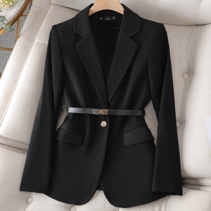 GX8381 Giacca Elegante da <span class=keywords><strong>Donna</strong></span> Autunno Inverno, Monocolore, Manica Lunga, Collo a V, <span class=keywords><strong>Blazer</strong></span> da Ufficio <span class=keywords><strong>con</strong></span> <span class=keywords><strong>Cintura</strong></span> - Product Image 2