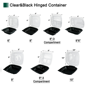 Biopartner - Contenedores de Alimentos para Llevar con Tapa Abatible, Negros y Transparentes, de 8x8 y 9x9, para Restaurantes - Product Image 2